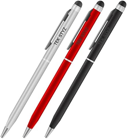 Pro Stylus Pen עבור Blu Advance 4.0 מ 'עם דיו, דיוק גבוה, צורה רגישה במיוחד וקומפקטית למסכי מגע [3 חבילה-שחור-אדום-סילבר]